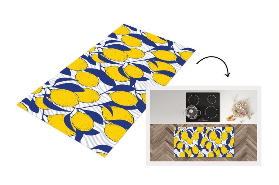 KitchenYeah Keukenloper Loper keuken Citroen Zebra Fruit Patronen 120x60 cm Keukenloper vinyl