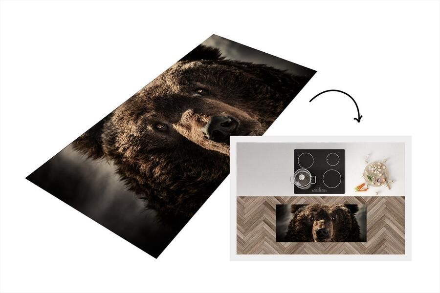 KitchenYeah Keukenloper Loper keuken Close-up bruine beer 120x50 cm Keukenloper vinyl