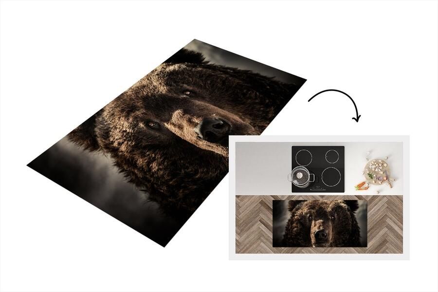 KitchenYeah Keukenloper Loper keuken Close-up bruine beer 120x60 cm Keukenloper vinyl