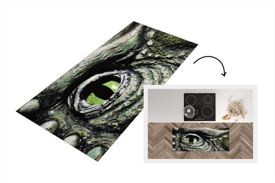 KitchenYeah Keukenloper Loper keuken Close-up Dinosaurus Oog 120x50 cm Keukenloper vinyl