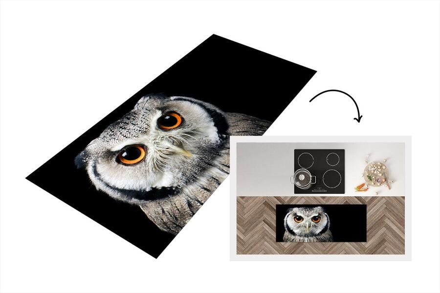 KitchenYeah Keukenloper Loper keuken Close-up uil 120x50 cm Keukenloper vinyl