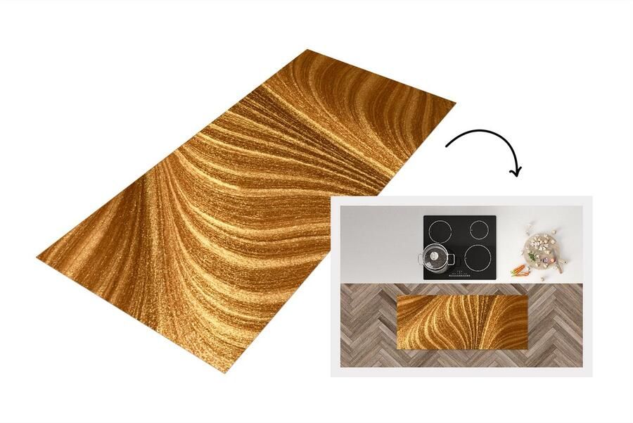 KitchenYeah Keukenloper Loper keuken Close-up van gouden verf 120x50 cm Keukenloper vinyl