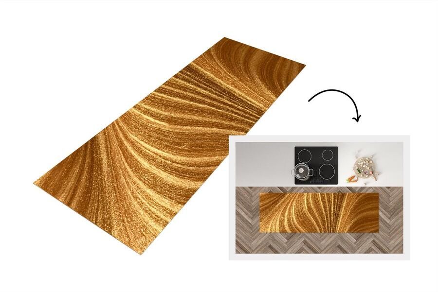 KitchenYeah Keukenloper Loper keuken Close-up van gouden verf 150x50 cm Keukenloper vinyl