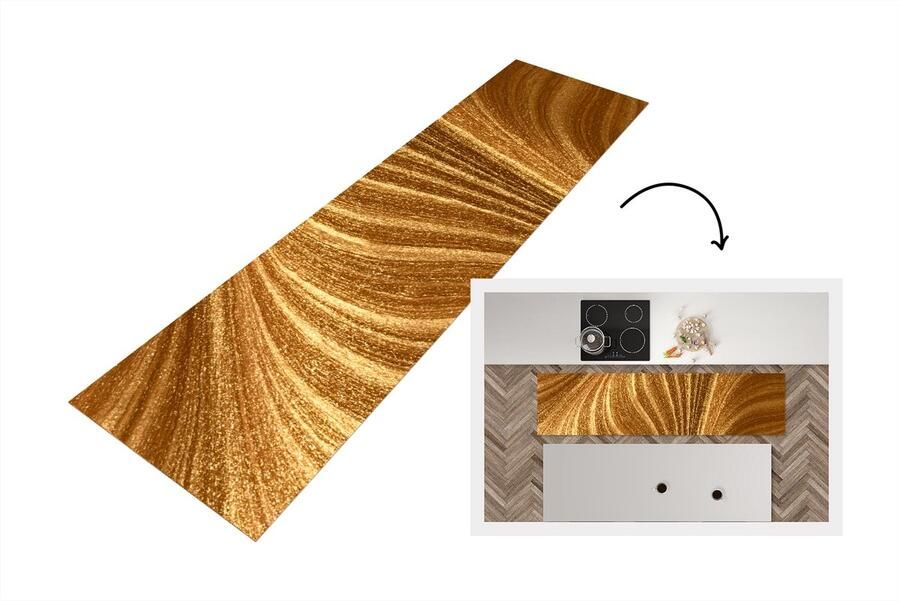 KitchenYeah Keukenloper Loper keuken Close-up van gouden verf 240x60 cm Keukenloper vinyl