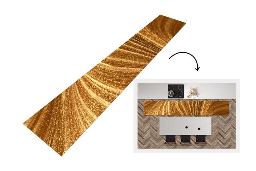 KitchenYeah Keukenloper Loper keuken Close-up van gouden verf 300x50 cm Keukenloper vinyl