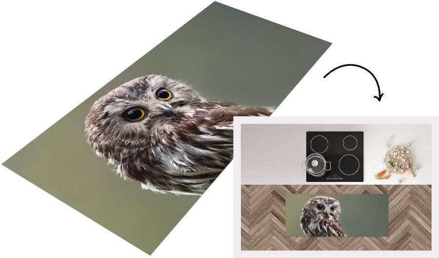 KitchenYeah Keukenloper Loper keuken Close-up van uil 120x50 cm Keukenloper vinyl