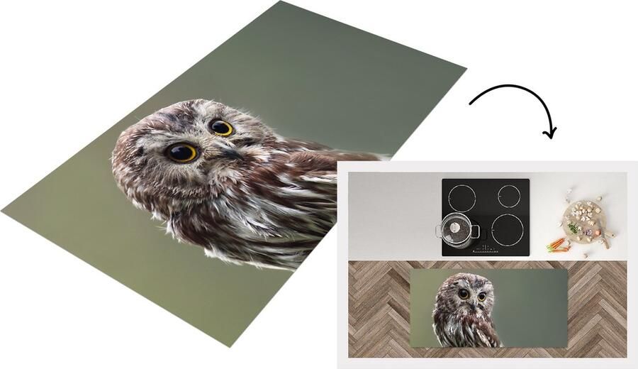 KitchenYeah Keukenloper Loper keuken Close-up van uil 120x60 cm Keukenloper vinyl