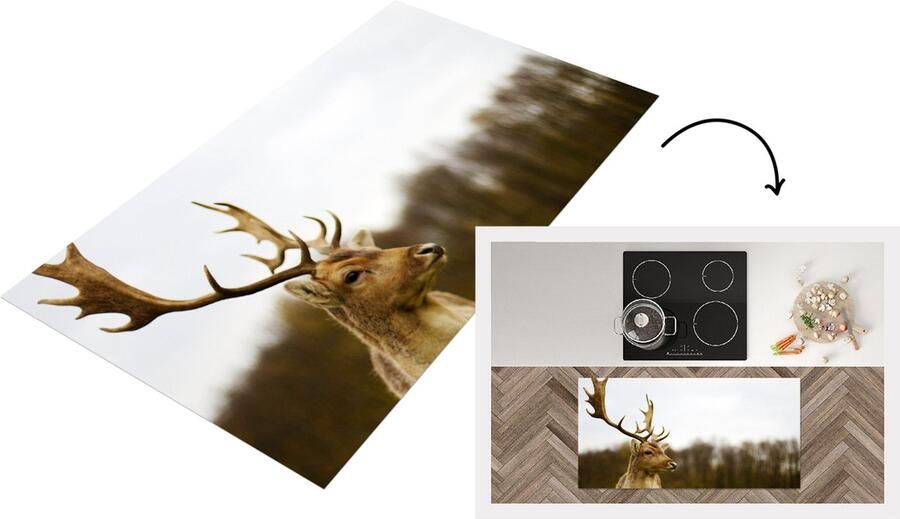 KitchenYeah Keukenloper Loper keuken Damhert Bos Kudde 120x60 cm Keukenloper vinyl