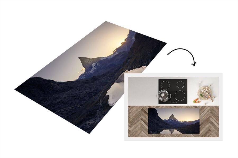 KitchenYeah Keukenloper Loper keuken De Matterhorn en de Riffelsee bij zonsopkomst in Zwitserland 120x60 cm Keukenloper vinyl