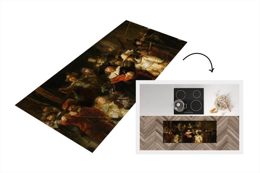 KitchenYeah Keukenloper Loper keuken De Nachtwacht Schilderij van Rembrandt van Rijn 120x50 cm Keukenloper vinyl