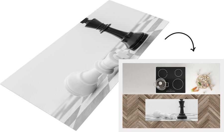 KitchenYeah Keukenloper Loper keuken De witte en zwarte koning van schaken 120x50 cm Keukenloper vinyl