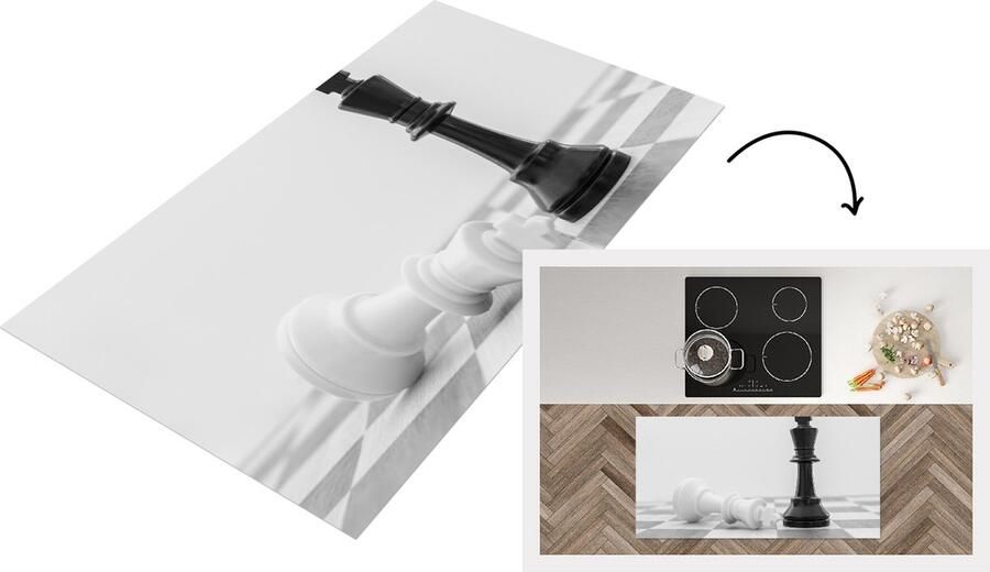KitchenYeah Keukenloper Loper keuken De witte en zwarte koning van schaken 120x60 cm Keukenloper vinyl