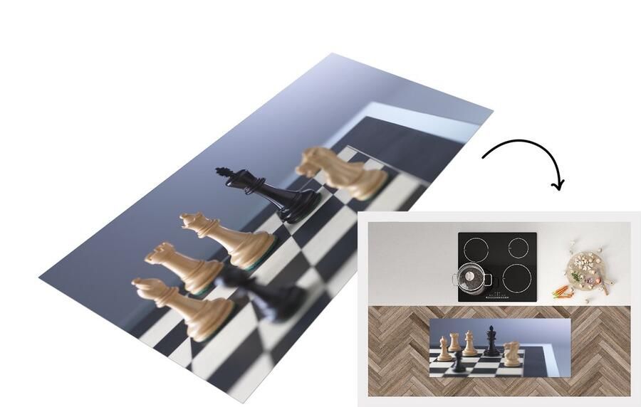 KitchenYeah Keukenloper Loper keuken De witte kant is in de meerderheid tijdens het schaken 120x50 cm Keukenloper vinyl