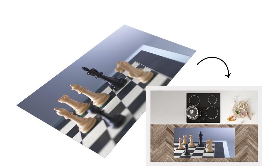 KitchenYeah Keukenloper Loper keuken De witte kant is in de meerderheid tijdens het schaken 120x60 cm Keukenloper vinyl