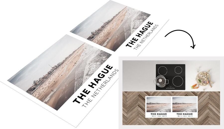 KitchenYeah Keukenloper Loper keuken Den Haag Nederland Strand 120x50 cm Keukenloper vinyl