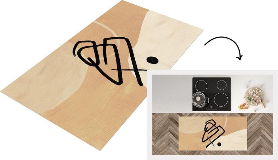 KitchenYeah Keukenloper Loper keuken Design Abstract Bruin 120x60 cm Keukenloper vinyl