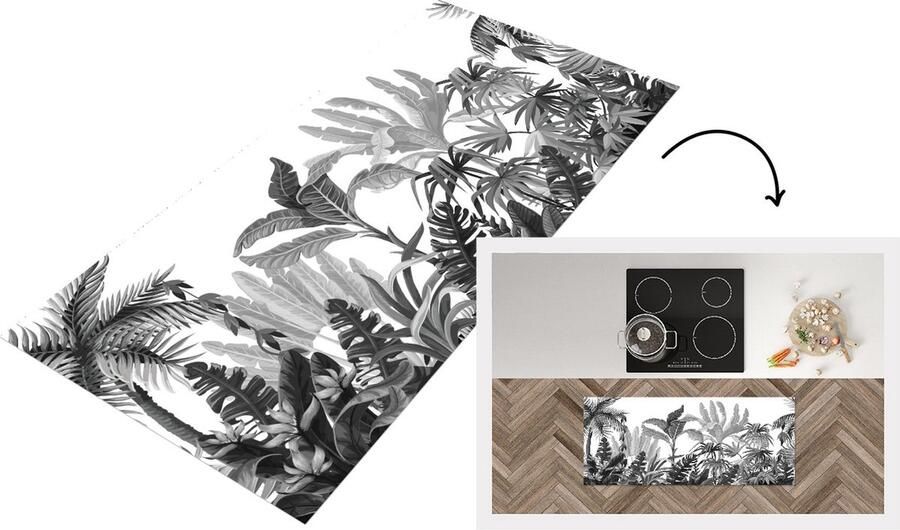 KitchenYeah Keukenloper Loper keuken Design Bladeren Natuur 120x50 cm Keukenloper vinyl