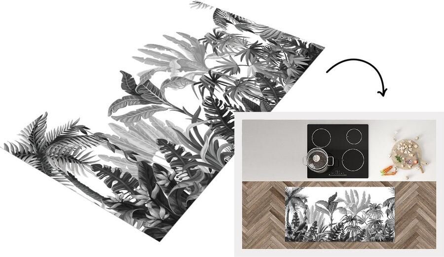 KitchenYeah Keukenloper Loper keuken Design Bladeren Natuur 120x60 cm Keukenloper vinyl