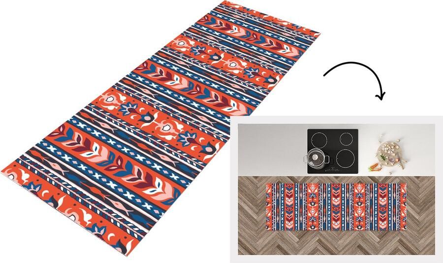 KitchenYeah Keukenloper Loper keuken Design Bloemen Planten Rood Minimalisme 180x60 cm Keukenloper vinyl