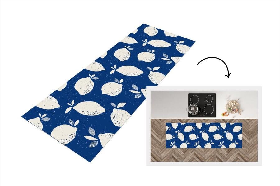 KitchenYeah Keukenloper Loper keuken Design Citroen Fruit 150x50 cm Keukenloper vinyl