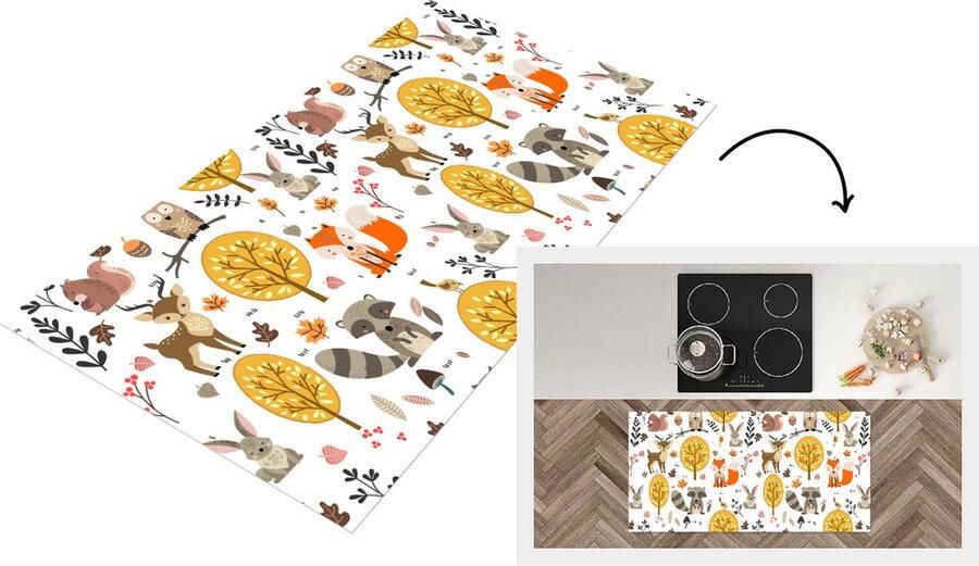 KitchenYeah Keukenloper Loper keuken Design Dieren Bos 120x60 cm Keukenloper vinyl