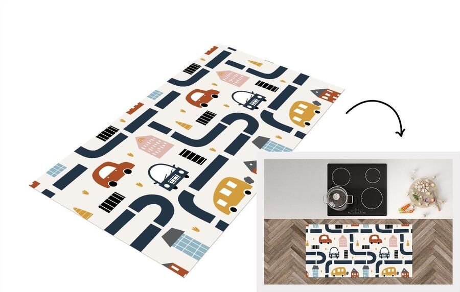 KitchenYeah Keukenloper Loper keuken Design Jongens Auto Kinderen 120x60 cm Keukenloper vinyl