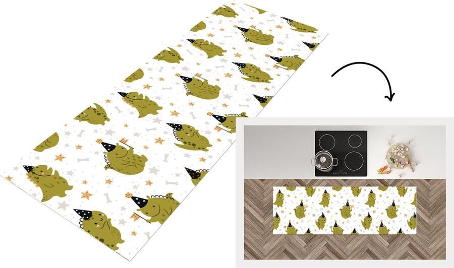 KitchenYeah Keukenloper Loper keuken Design Jongens Draak Kinderen 180x60 cm Keukenloper vinyl