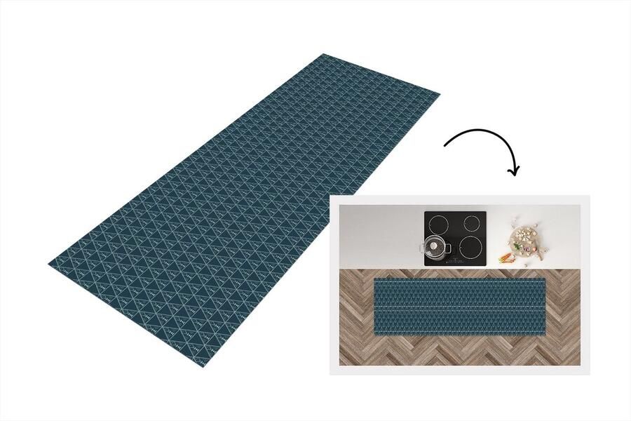 KitchenYeah Keukenloper Loper keuken Design Jongens Driehoek Kind 150x50 cm Keukenloper vinyl