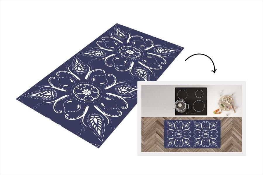 KitchenYeah Keukenloper Loper keuken Design Mandala Bohemian 120x60 cm Keukenloper vinyl