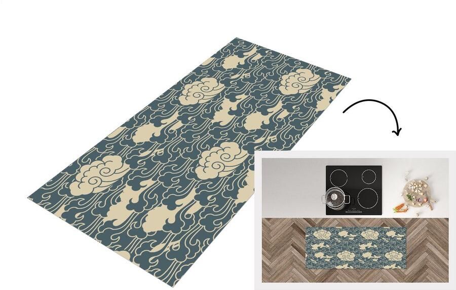 KitchenYeah Keukenloper Loper keuken Design Noors Wolken 120x50 cm Keukenloper vinyl