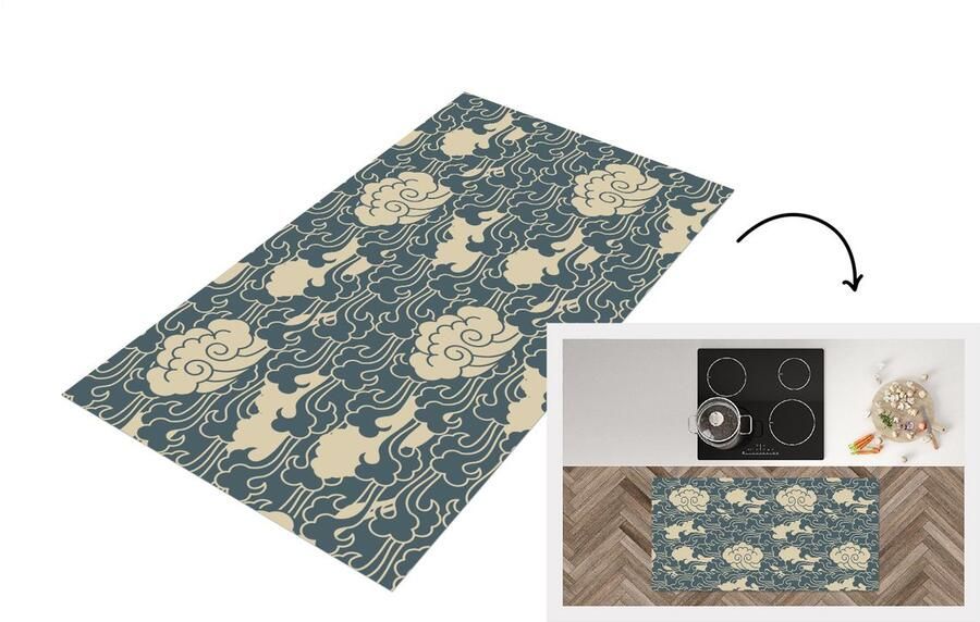 KitchenYeah Keukenloper Loper keuken Design Noors Wolken 120x60 cm Keukenloper vinyl