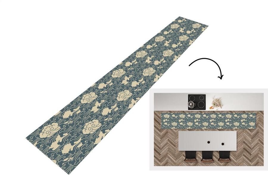 KitchenYeah Keukenloper Loper keuken Design Noors Wolken 300x50 cm Keukenloper vinyl