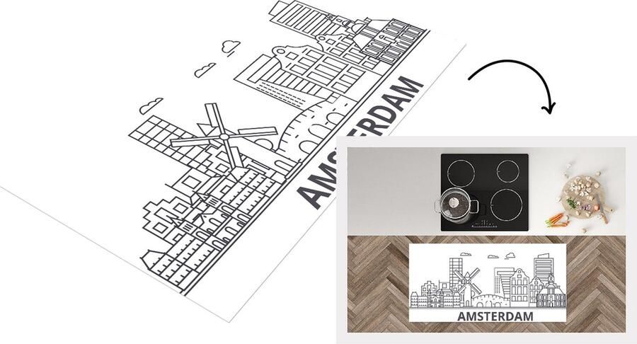 KitchenYeah Keukenloper Loper keuken Design Skyline Amsterdam 120x60 cm Keukenloper vinyl