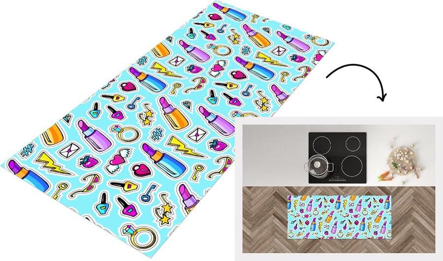 KitchenYeah Keukenloper Loper keuken Design Sticker Make Up Ringen 120x50 cm Keukenloper vinyl