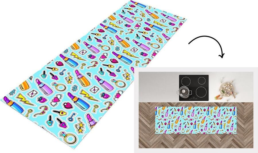 KitchenYeah Keukenloper Loper keuken Design Sticker Make Up Ringen 180x60 cm Keukenloper vinyl