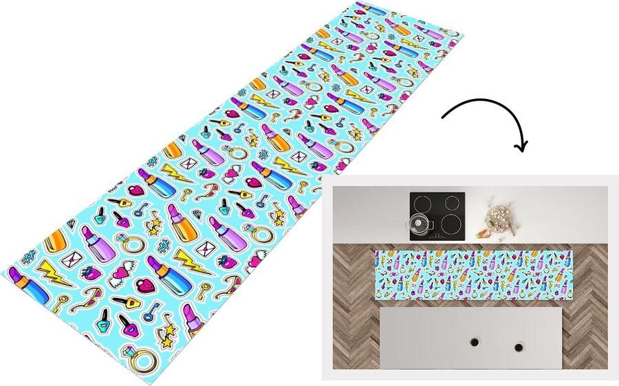 KitchenYeah Keukenloper Loper keuken Design Sticker Make Up Ringen 240x60 cm Keukenloper vinyl