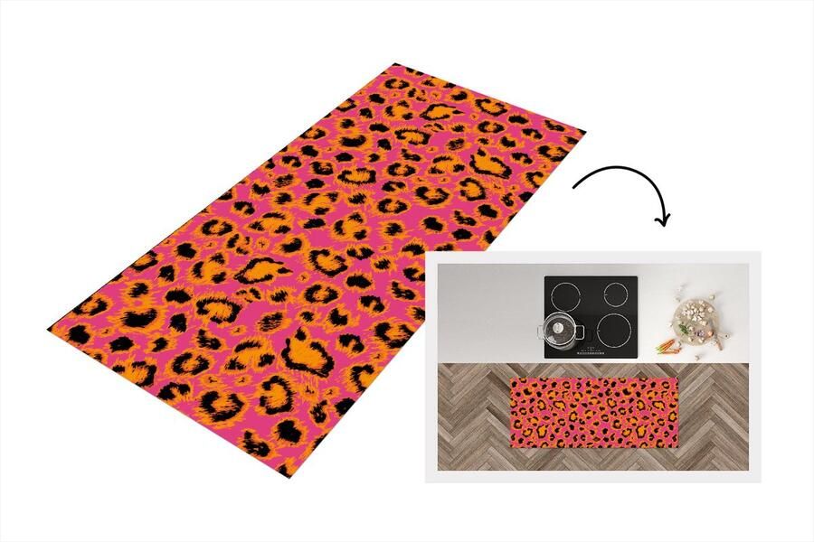 KitchenYeah Keukenloper Loper keuken Design Vacht Luipaardprint 120x50 cm Keukenloper vinyl