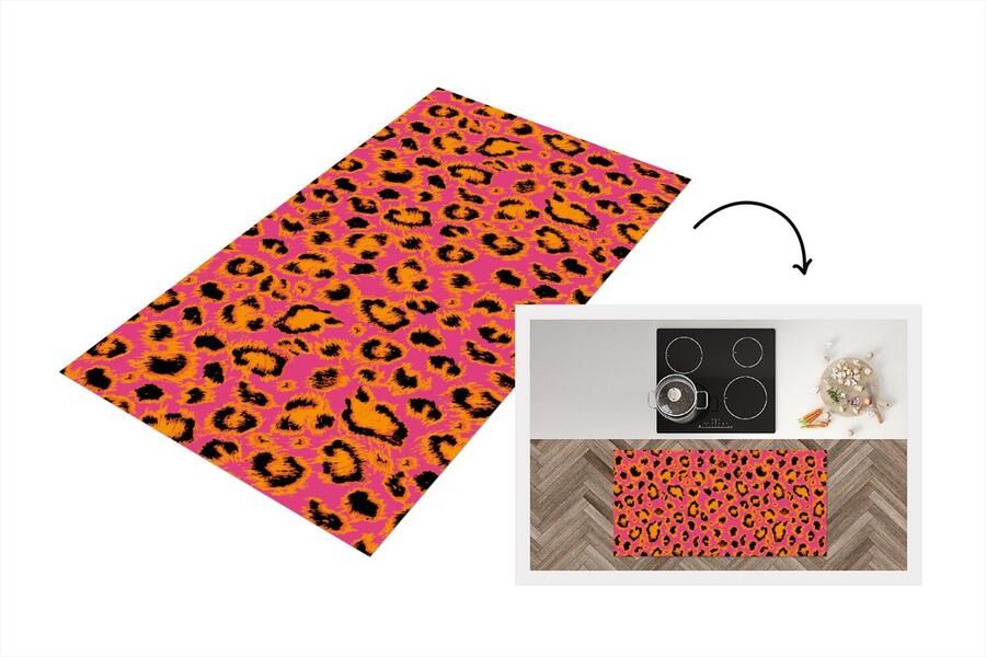KitchenYeah Keukenloper Loper keuken Design Vacht Luipaardprint 120x60 cm Keukenloper vinyl