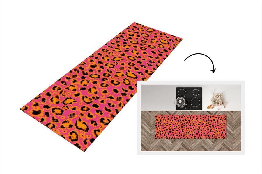 KitchenYeah Keukenloper Loper keuken Design Vacht Luipaardprint 150x50 cm Keukenloper vinyl