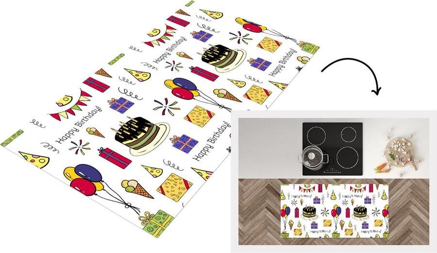 KitchenYeah Keukenloper Loper keuken Design Verjaardag Feest 120x60 cm Keukenloper vinyl