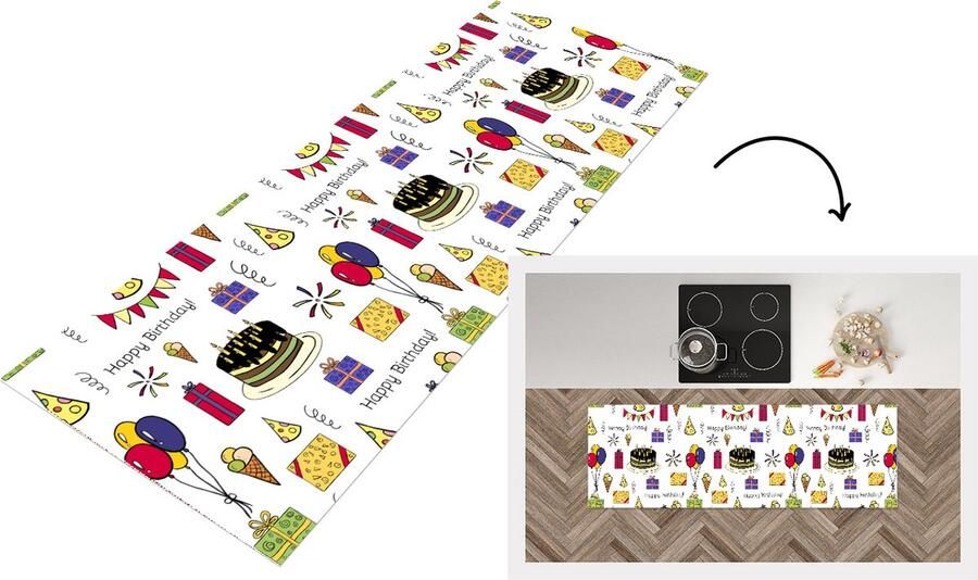 KitchenYeah Keukenloper Loper keuken Design Verjaardag Feest 150x50 cm Keukenloper vinyl