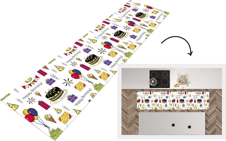 KitchenYeah Keukenloper Loper keuken Design Verjaardag Feest 200x50 cm Keukenloper vinyl