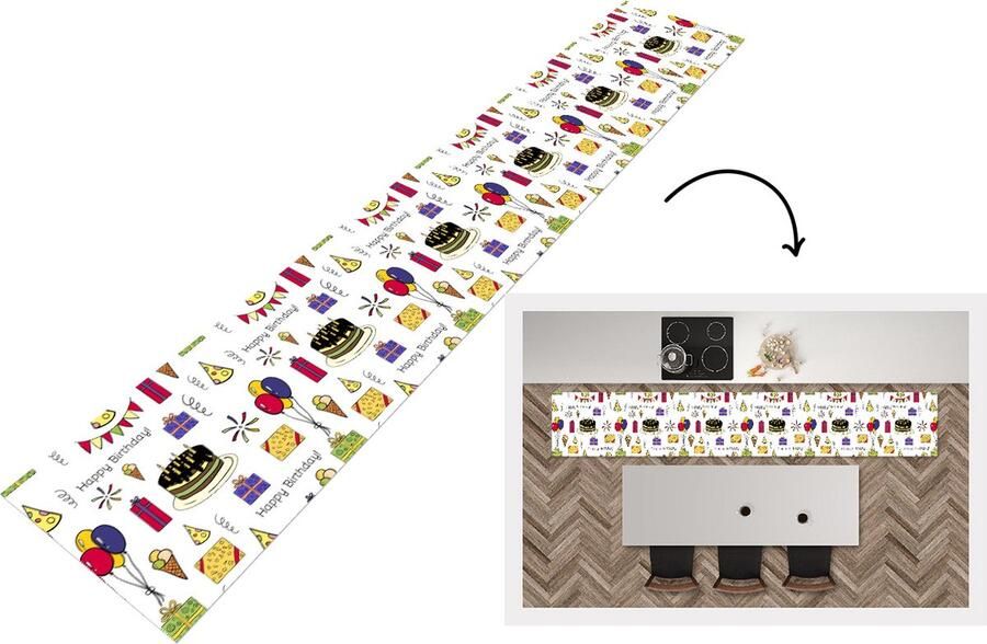 KitchenYeah Keukenloper Loper keuken Design Verjaardag Feest 300x50 cm Keukenloper vinyl