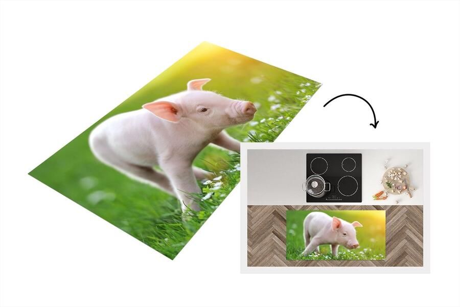 KitchenYeah Keukenloper Loper keuken Dieren Biggetje Varken 120x60 cm Keukenloper vinyl