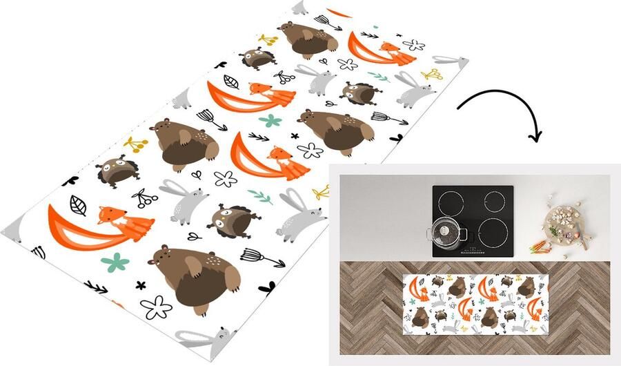 KitchenYeah Keukenloper Loper keuken Dieren Bos Patroon 120x50 cm Keukenloper vinyl