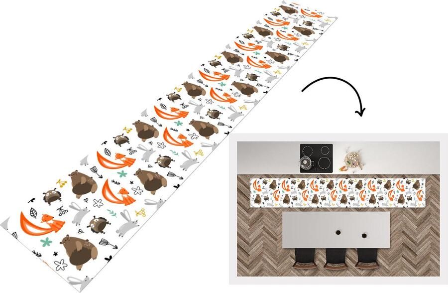 KitchenYeah Keukenloper Loper keuken Dieren Bos Patroon 300x50 cm Keukenloper vinyl