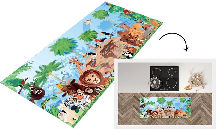 KitchenYeah Keukenloper Loper keuken Dieren Bos Tropisch 120x50 cm Keukenloper vinyl