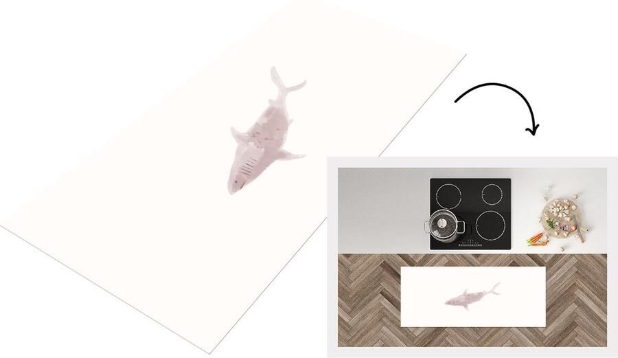 KitchenYeah Keukenloper Loper keuken Dieren Haai Zee Waterverf 120x50 cm Keukenloper vinyl