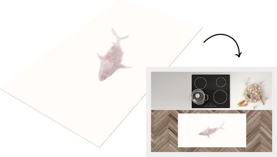 KitchenYeah Keukenloper Loper keuken Dieren Haai Zee Waterverf 120x60 cm Keukenloper vinyl