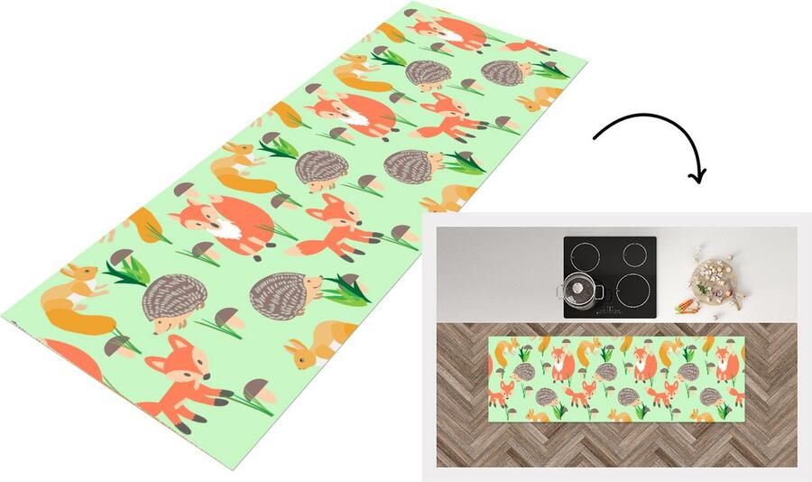 KitchenYeah Keukenloper Loper keuken Dieren Patronen Egel 150x50 cm Keukenloper vinyl